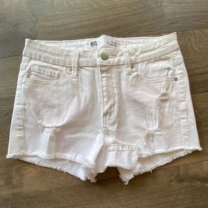 RSQ White Mid Rise Denim Shorts